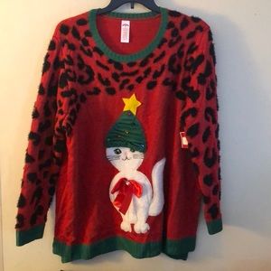 Holiday Time ugly Christmas sweater women’s 2X cat